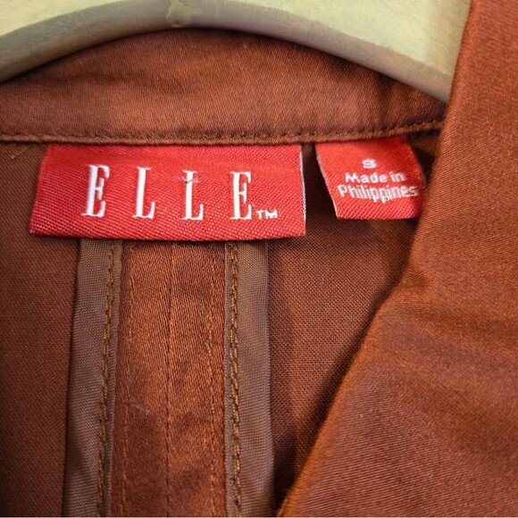 Elle Utility Blazer in Red Rust Color Cotton Blend Zip Closure w/Belt Size Small - Picture 3 of 13